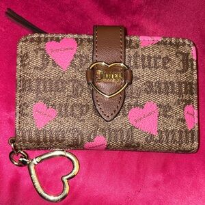 Juicy Couture Brown Wallet with Pink Heart Accents